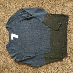NEW Ann Taylor Loft Blue Black Sparkle Sequin Sweater S